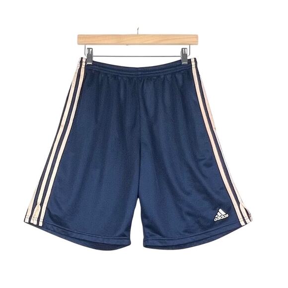 Vintage Adidas Navy Blue Pink Basic Side Stripe Athletic Running Womens Shorts L - Picture 2 of 15